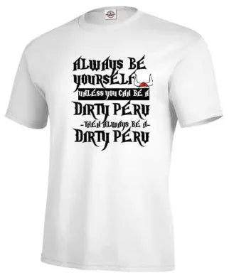 Men's white printed short sleeve t-shirt showing front design with straight fit silhouette