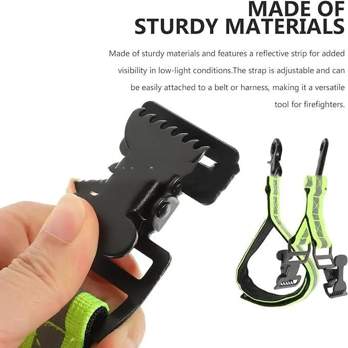 Fluorescent green metal safety clamp with reflective tape for fireman gloves