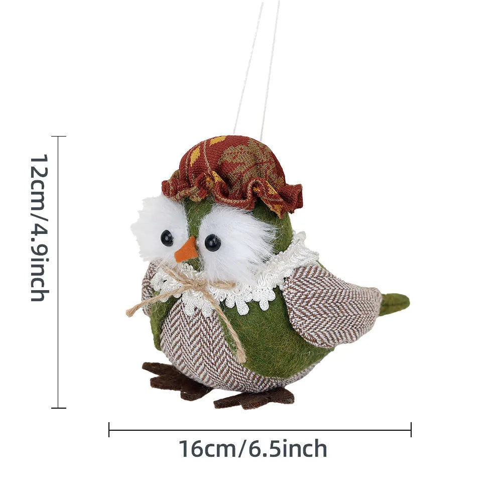 Thanksgiving harvest owl bird pendant ornament in orange or green polyester cloth