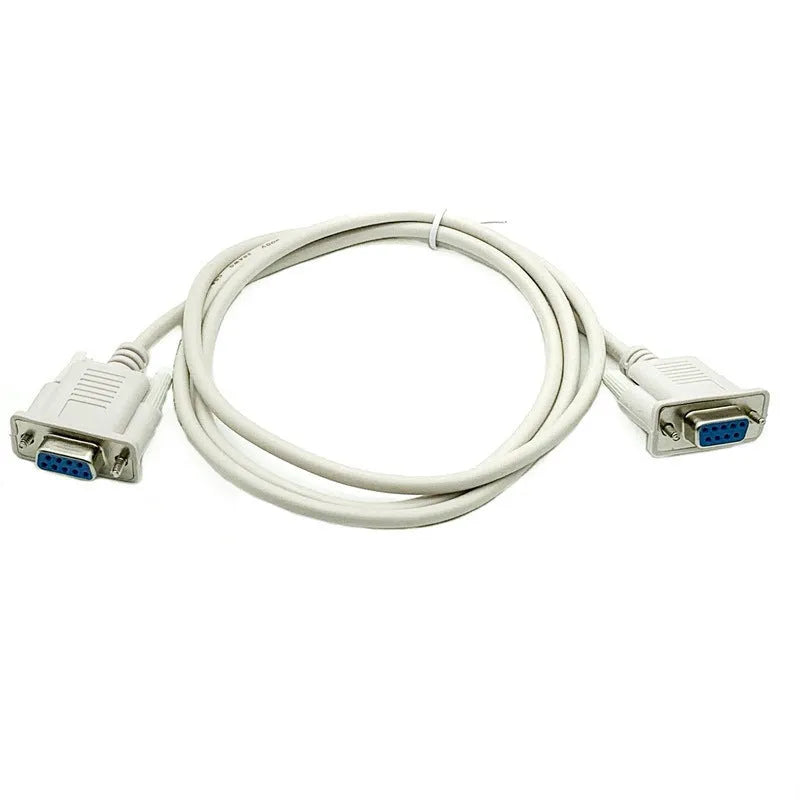 Milky white RS232 serial cable with DB9 female connectors on both ends, 1.5 metres long