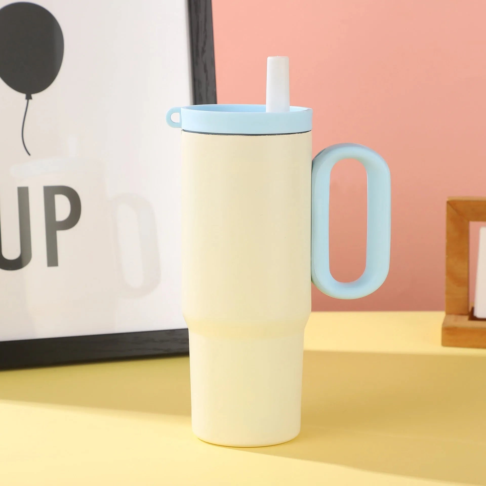 DIY Vitality large portable plastic ice bucket and straw cup with handle in multiple colours