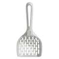Grey plastic cat litter scoop with integrated base for self-cleaning convenience