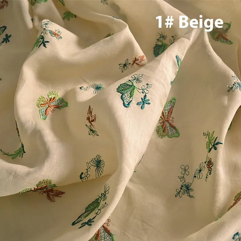 Pure ramie embroidery cloth for Hanfu fabric in beige, grass green and dark green colours