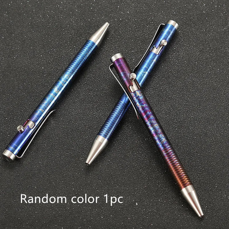 Titanium alloy bolt action ballpoint pen with gun mechanism design and phantom colour finish