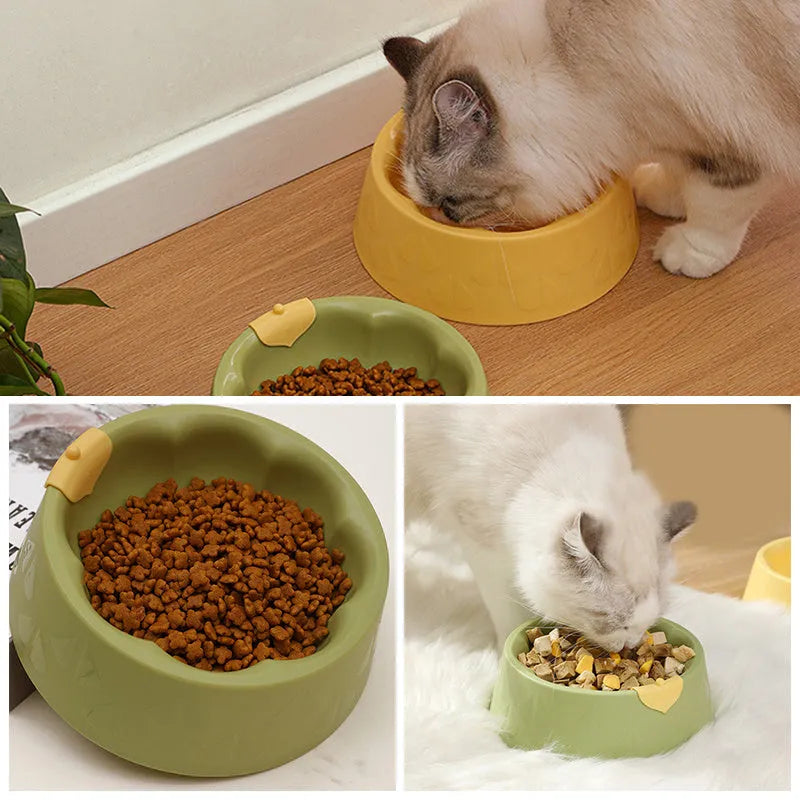 Green plastic anti-tipping pet bowl for dog and cat food and water.