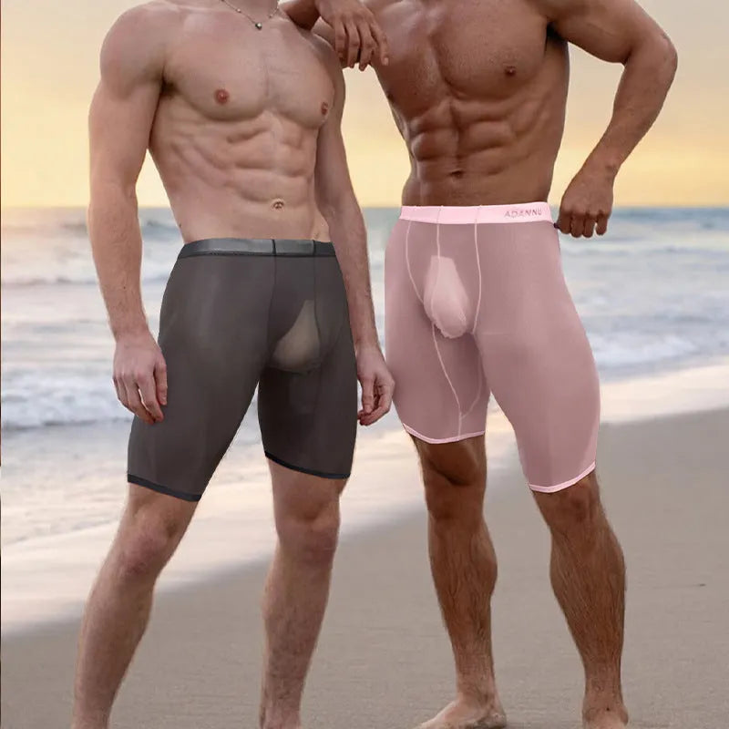 Men's knitted nylon home shorts in black colour with seamless construction
