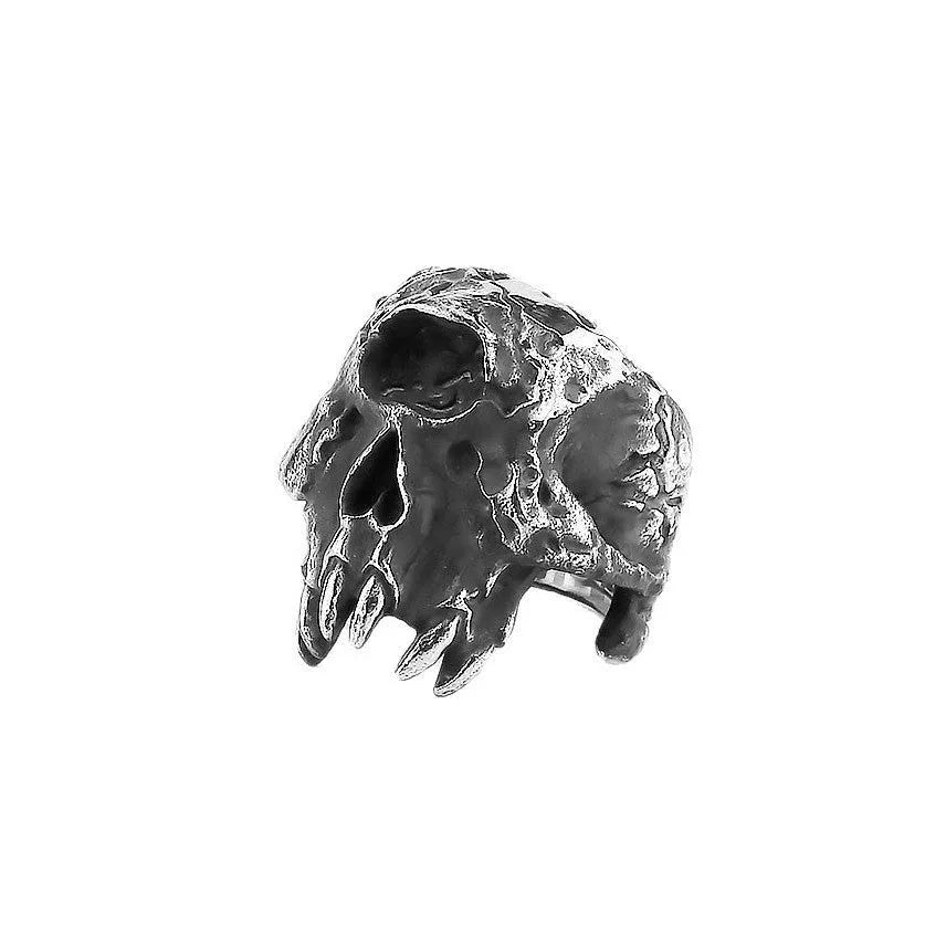 Electroplated alloy ring with one-eyed skull design in retro punk style