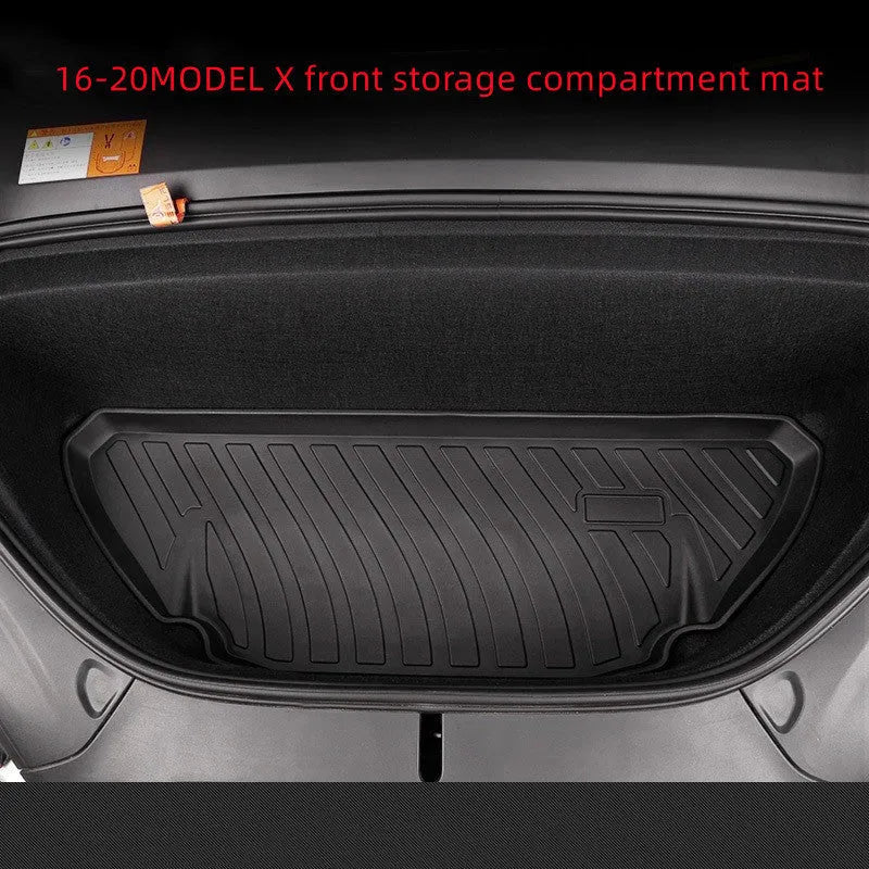 Rubber car floor mat with TPE footrest for Tesla Model 3, Y, S, and X vehicles