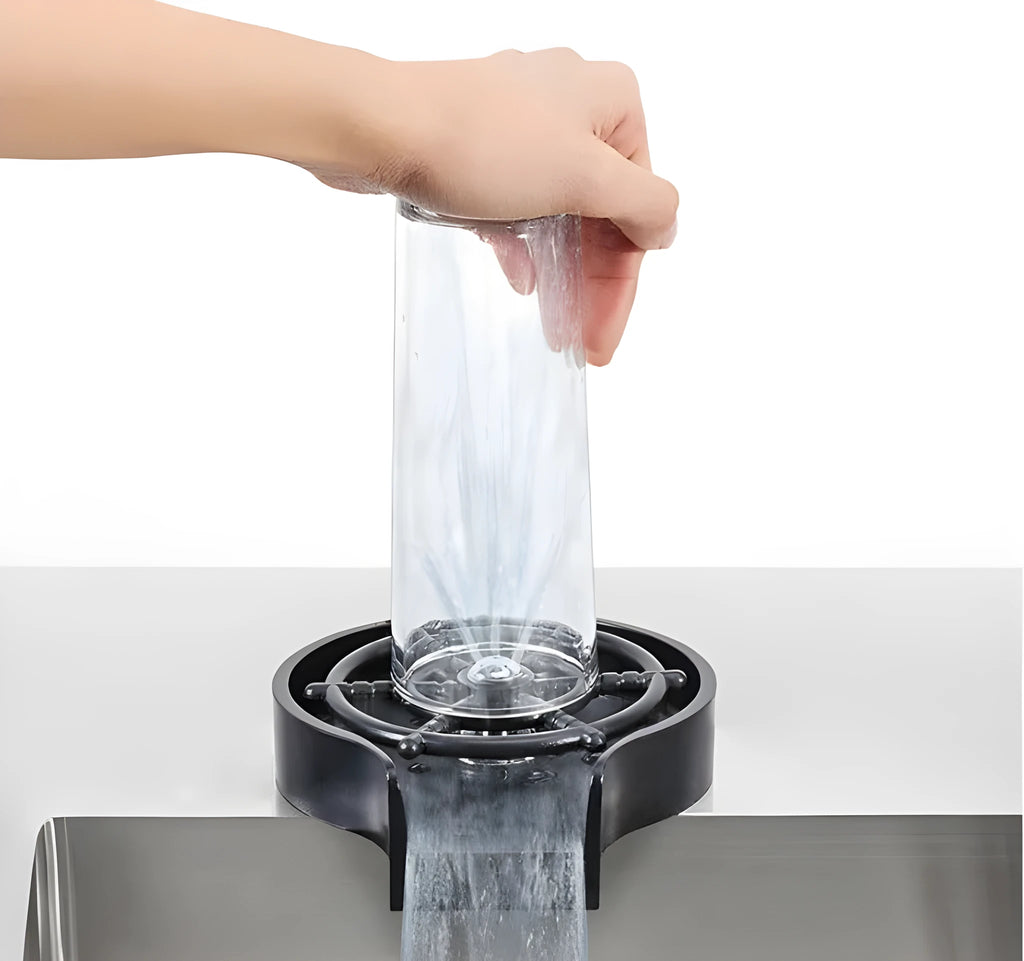 Black high-pressure automatic stainless steel glass washer with ABS plastic base and copper hose