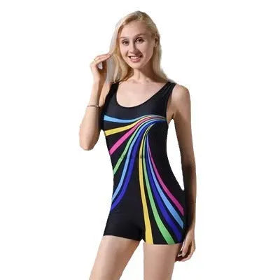 Professional women's one-piece swimsuit in quick-drying polyester with conservative sleeveless design