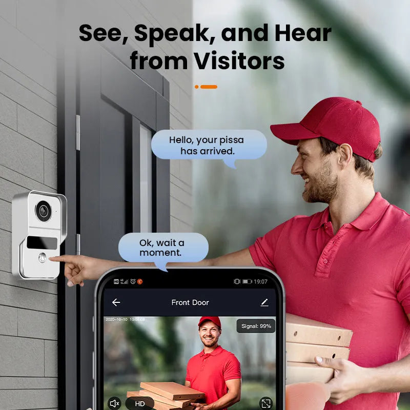 10-inch video intercom doorbell system with outdoor camera unit and indoor display monitor