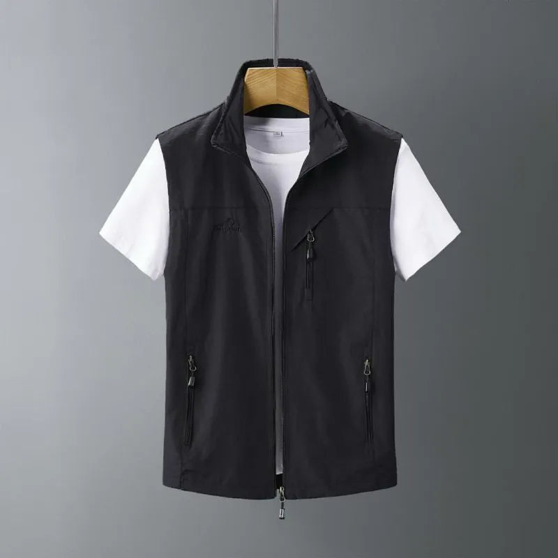 Men's slim fit rabbit fur vest with hood in army green colour