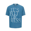 Men's American retro style T-shirt with printed letters in blue colour