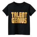 Black men's loose fit short sleeve t-shirt with a white geometric printed pattern on the front.