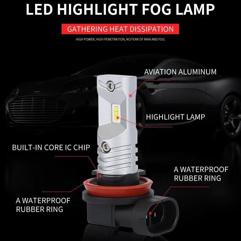 H11 H8 CSP LED front fog lamp with aviation aluminium housing and 6 LED chips