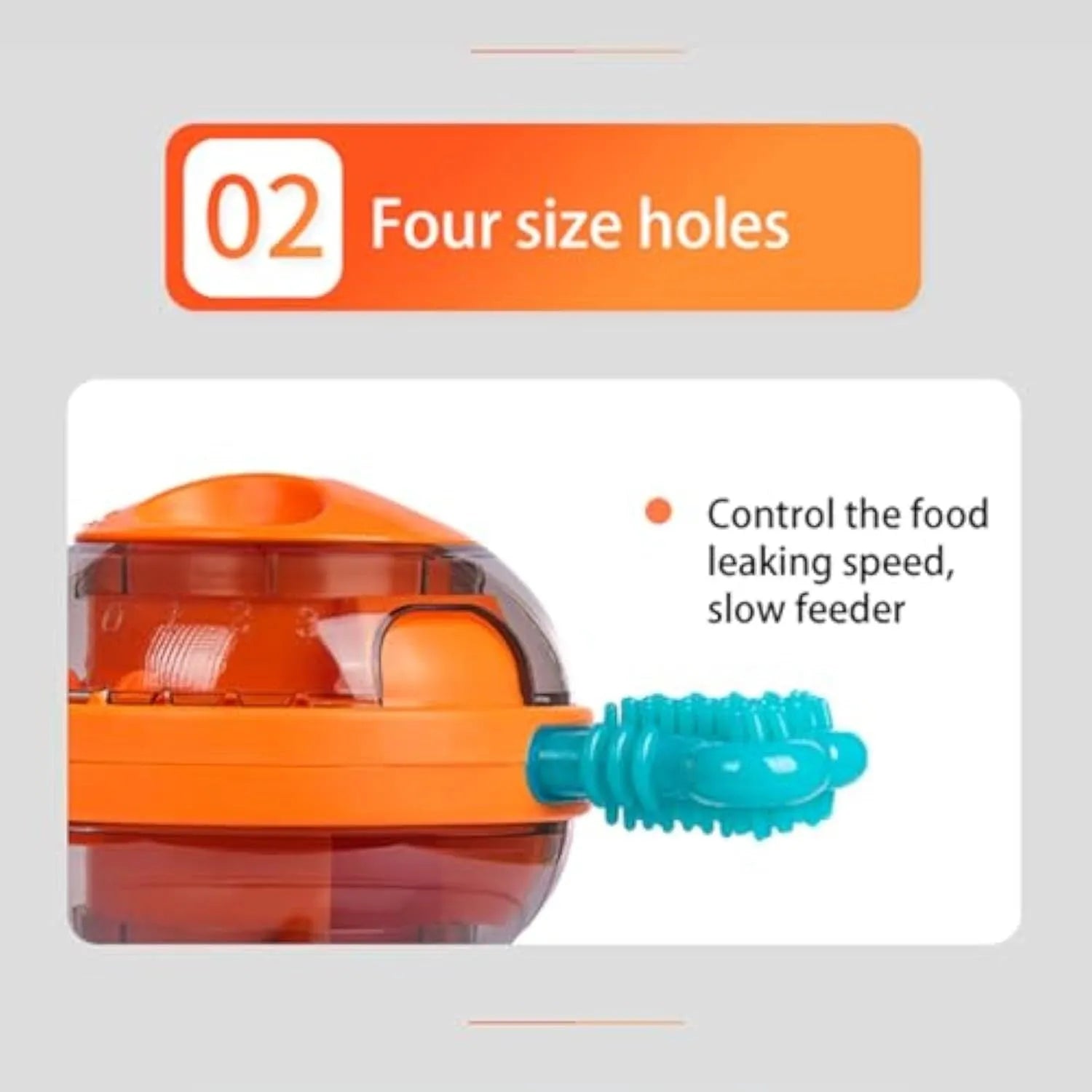 Blue interactive dog puzzle feeder with rubber bones, shown next to a small puppy