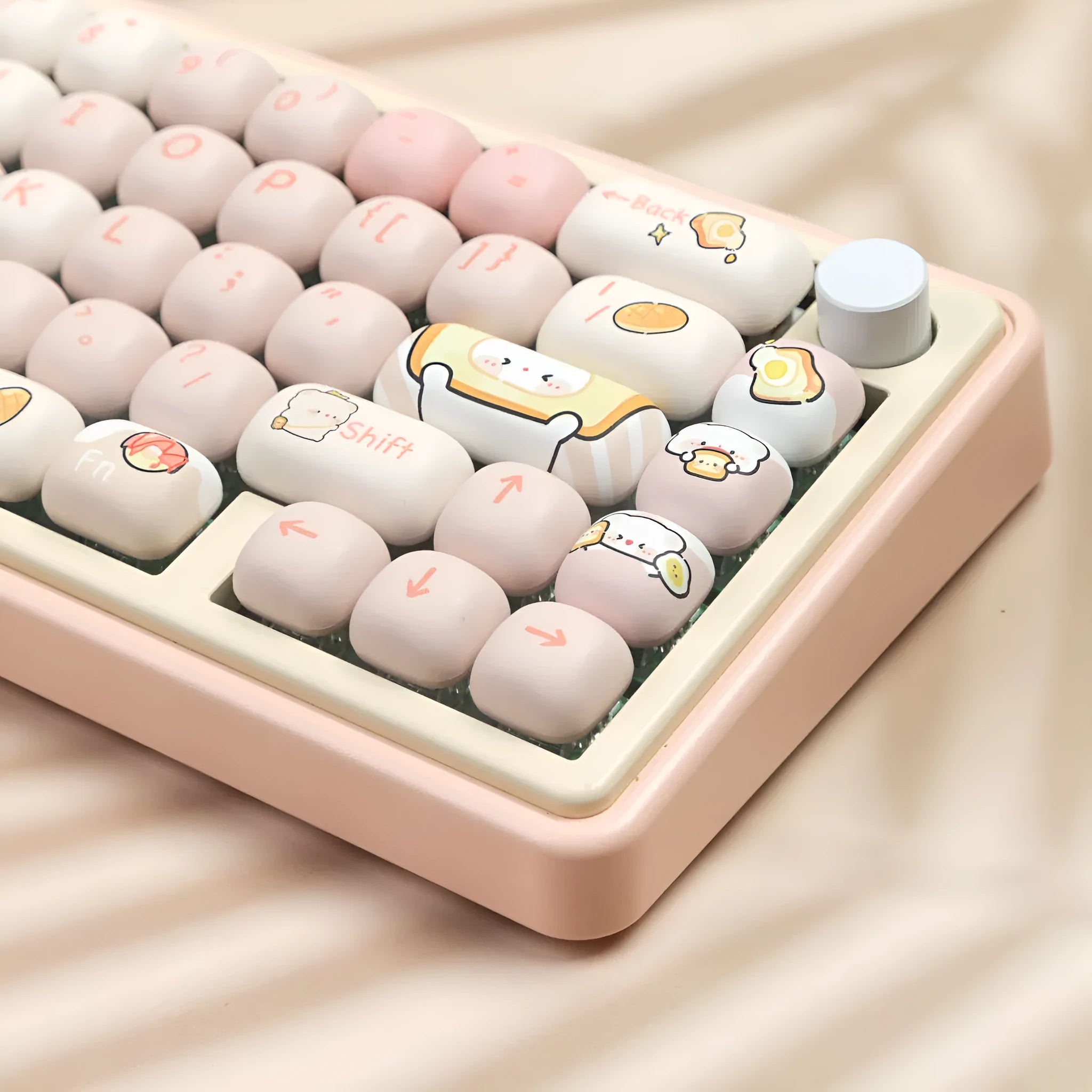 MOG Steamed Bread Bear PBT key caps set with 143+3 keys for mechanical keyboards