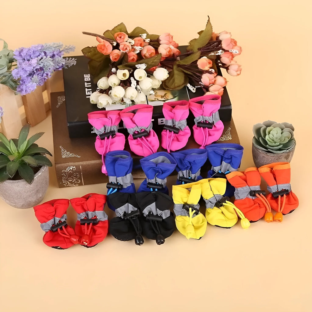 Four seasons breathable cloth dog shoes with soft sole in multiple colour options