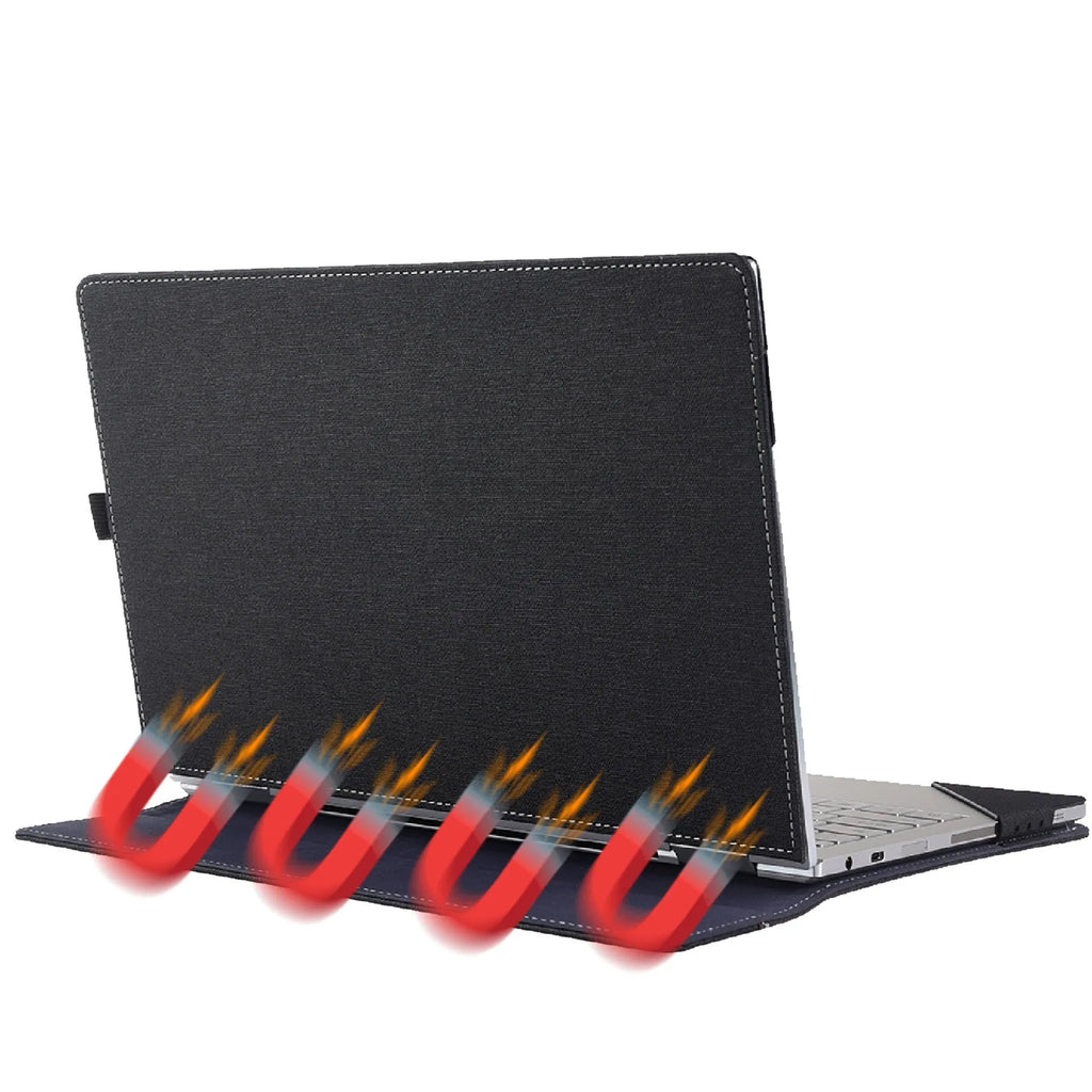 Black imitation leather laptop sleeve with Chinese-style fabric craft for Microsoft Laptop6