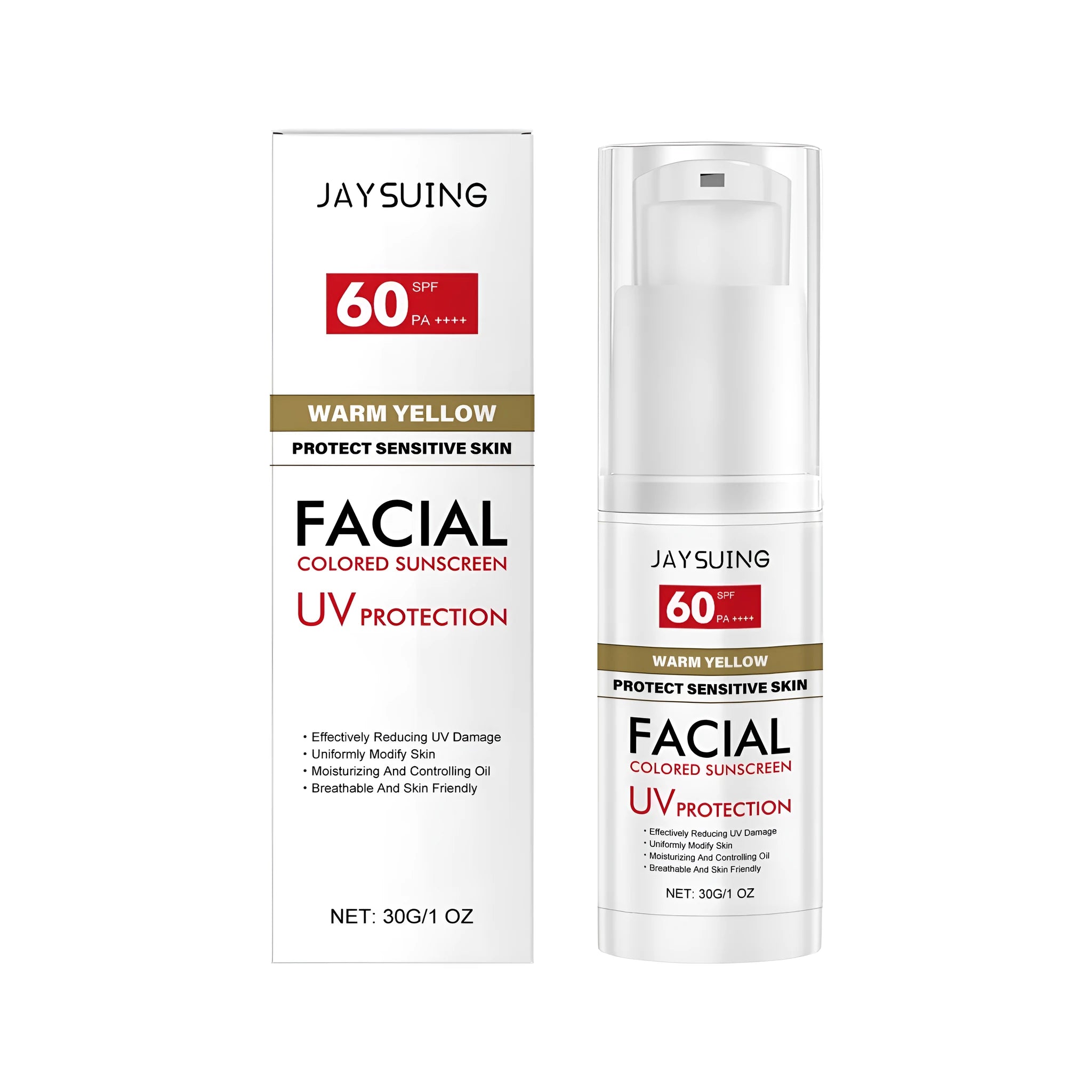 30g tube of lightweight SPF50 PA++++ facial sunscreen lotion with hyaluronic acid.