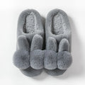 Women's rabbit fur high-top winter slippers with floral detail in cream colour