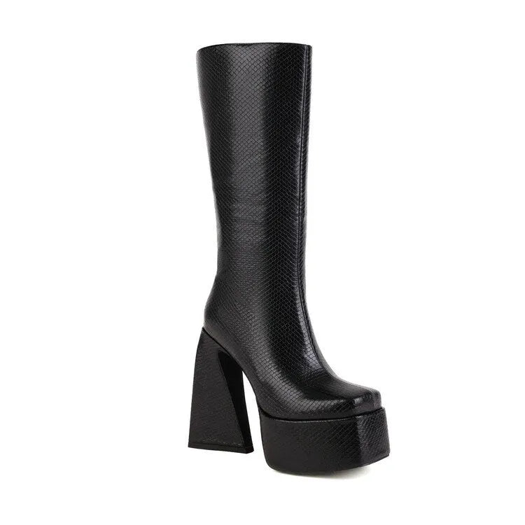 Women's black casual ankle boots with a chunky heel made from PU artificial leather.