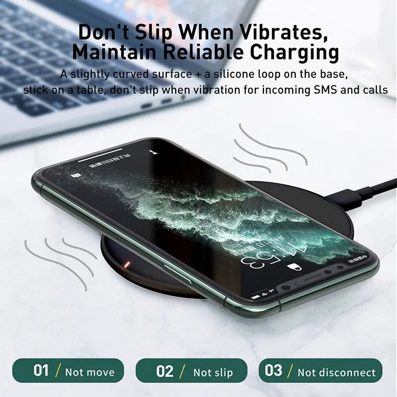 Baseus wireless charging pad showing black colour option with Type-C port and textured surface