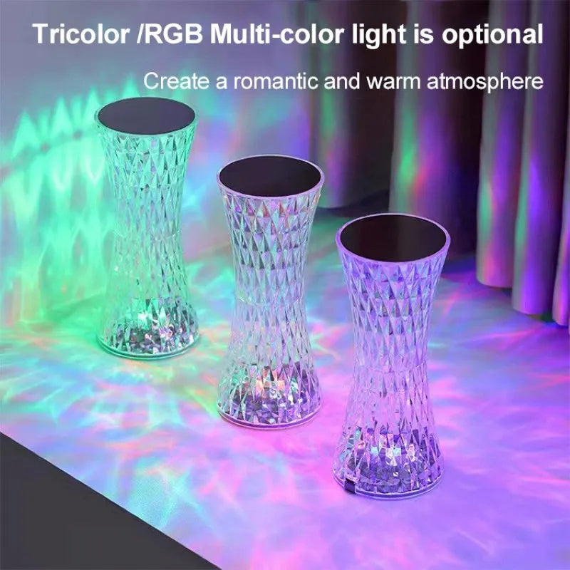 Vase shaped crystal table lamp with touch control and remote for bedside lighting