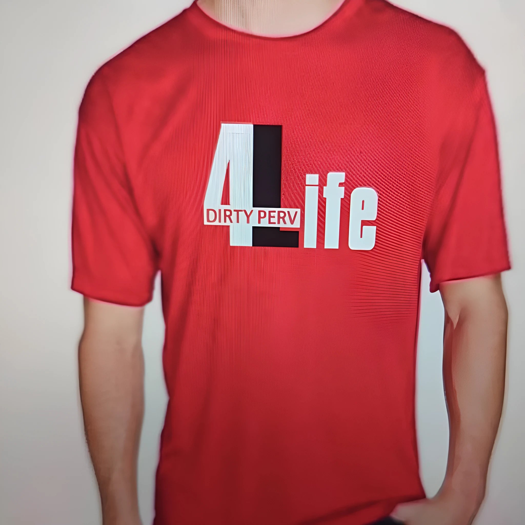 Red men's cotton t-shirt with short sleeves and loose round neck casual summer style