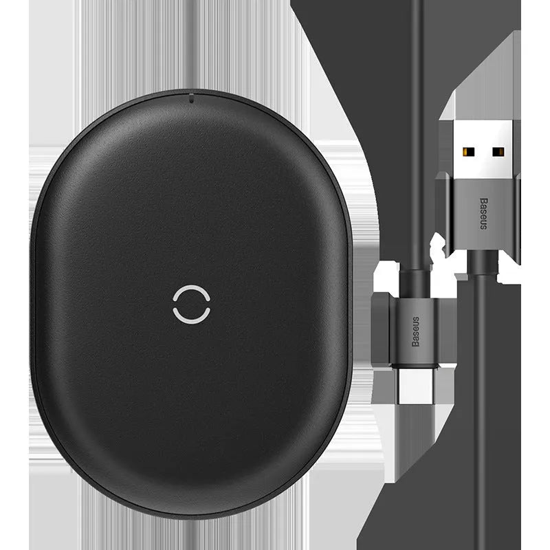 Baseus wireless charging pad showing black colour option with Type-C port and textured surface