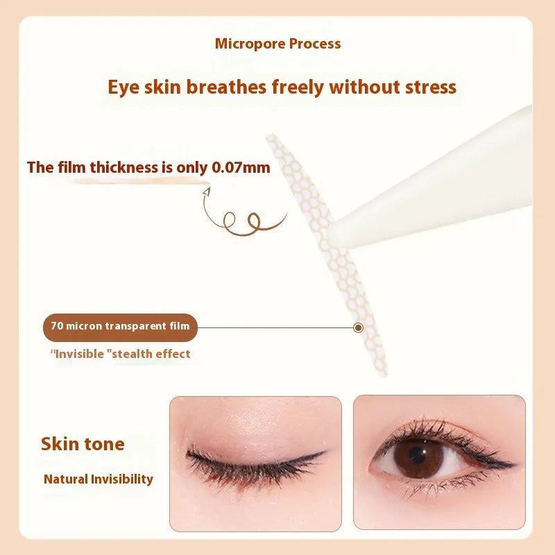 Roll of 120 invisible lace double eyelid stickers in crescent or olive shapes.
