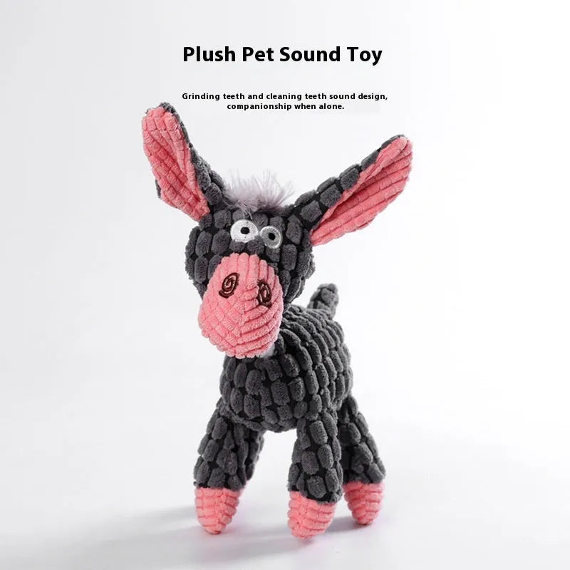 Bite-resistant plush puppy toys including rechargeable ducks, donkey styles, and companion animal designs