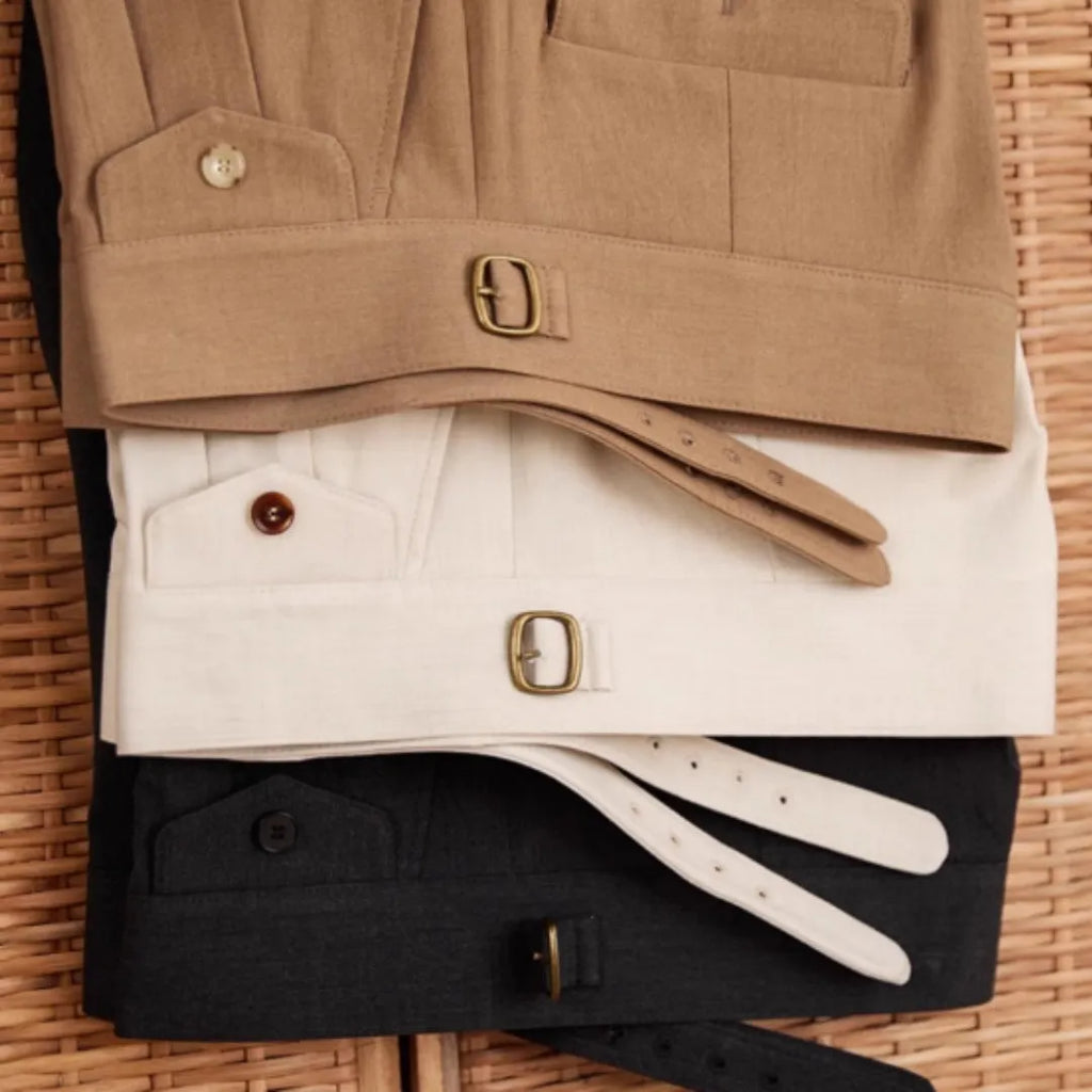 Men's slim-fit straight-leg business trousers in polyester fabric
