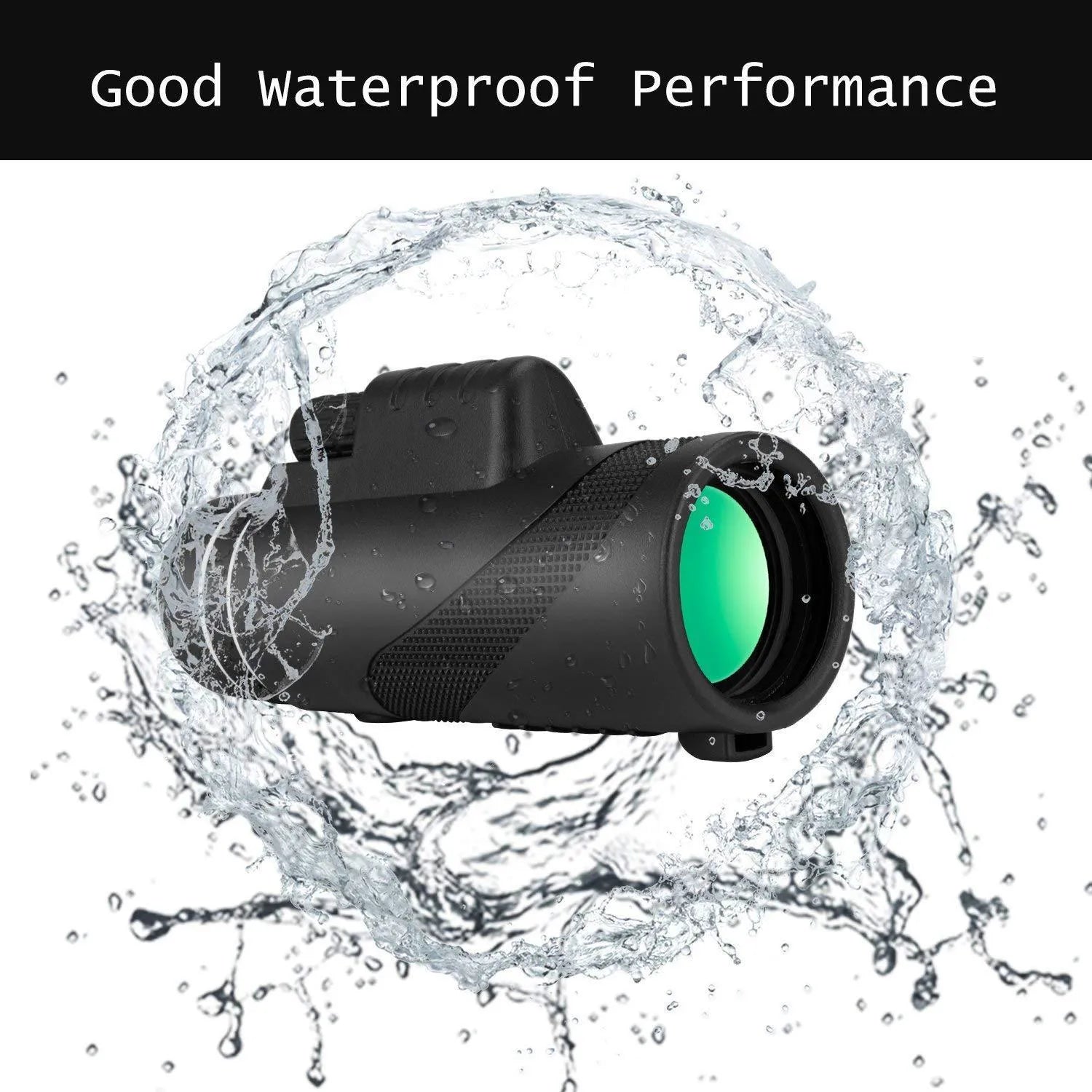 Black HD 40x60 waterproof monocular telescope with 40x magnification for outdoor observation