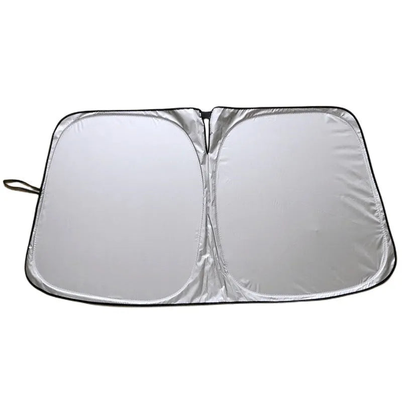 Aluminium foil car sunshade in titanium silver colour showing solid pattern design