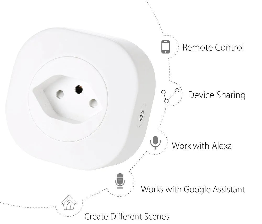 16A Wi-Fi smart socket plug with dimensions 70x70x72mm for 3520W appliance control
