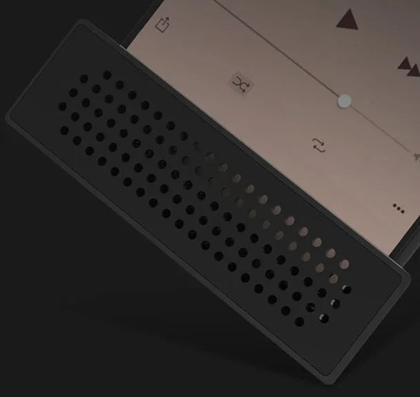 Mobile phone amplifier bracket in ABS plastic showing horizontal film viewing and vertical music listening positions
