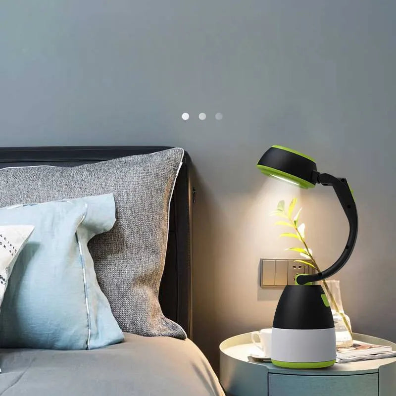 Black Green multifunctional LED tent lamp with adjustable head and USB charging port