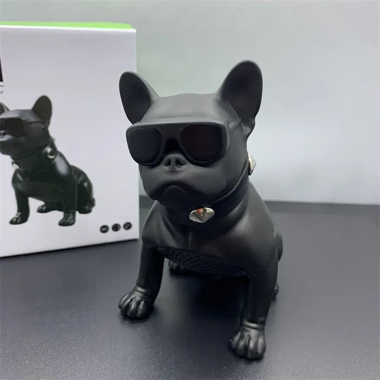 Mini full-body bulldog-shaped Bluetooth speaker in black, white, or red colours