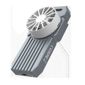 Silver aluminium USB4 external hard disk enclosure for NVMe M.2 SSDs with compact rectangular design