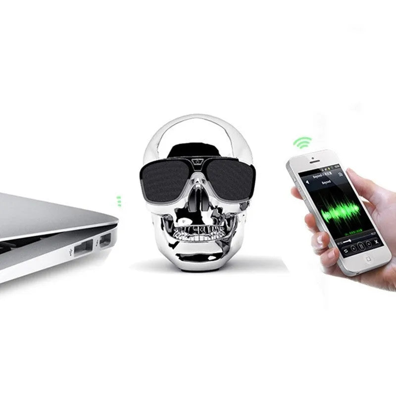 Skull design wireless Bluetooth speaker with 10-hour battery in limited edition colours