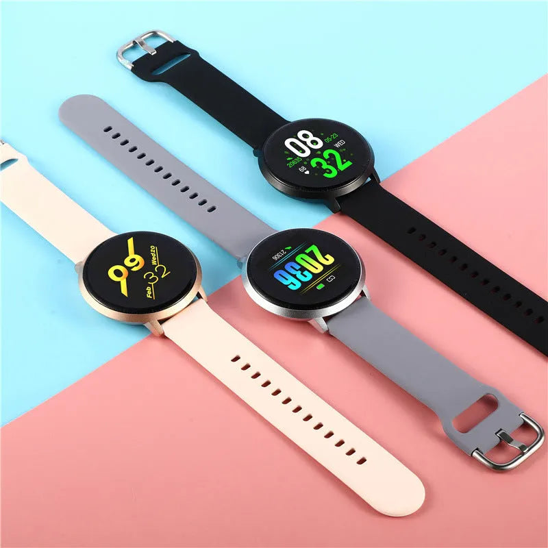 Smart health bracelet with 1.3-inch screen on silicone wrist strap showing health metrics display