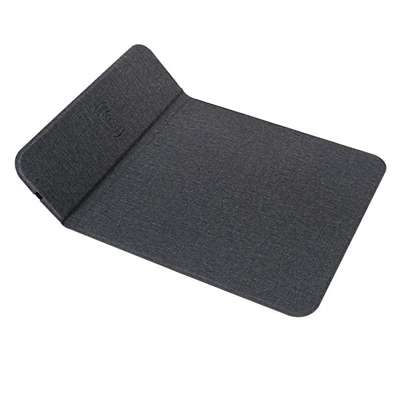 Foldable cloth wireless phone charger showing 10W fast charging and magnetic alignment features