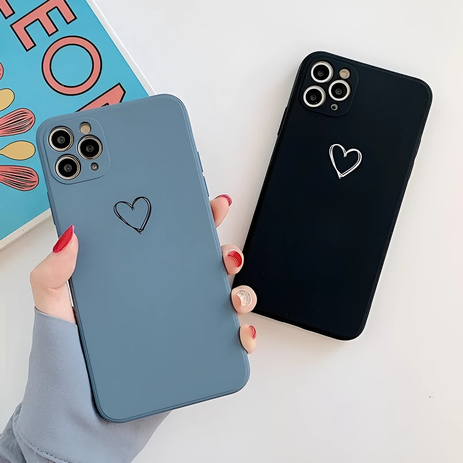 Silicone TPU phone back cover case for Apple iPhone in solid black, green, grey, pink, purple, red or white colour.