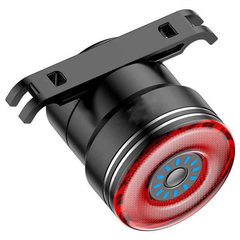 Black smart brake sensing USB charging bicycle taillight with aluminium housing