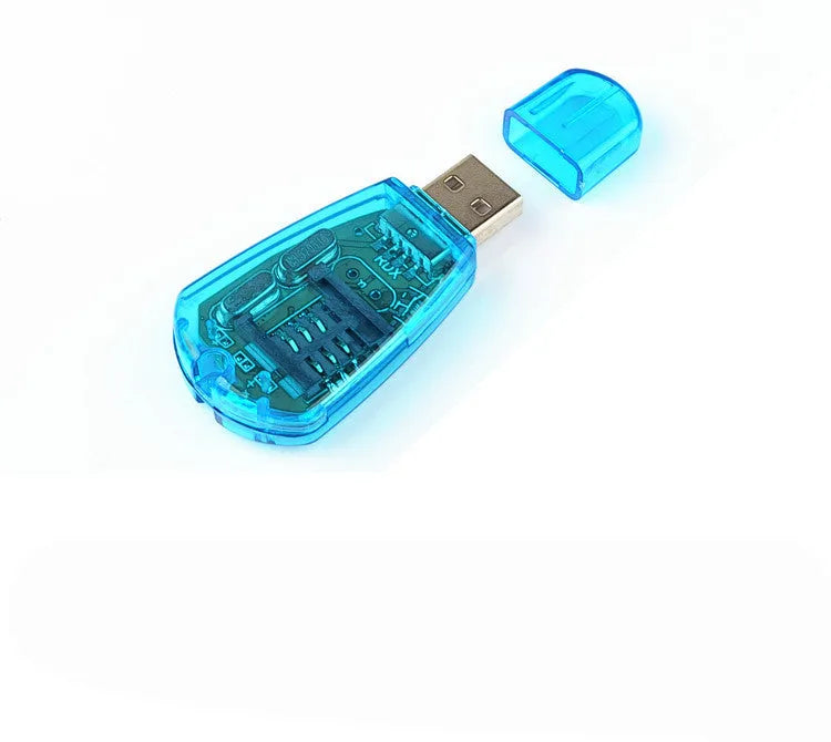 Blue USB 2.0 external mobile phone SIM card reader for data backup
