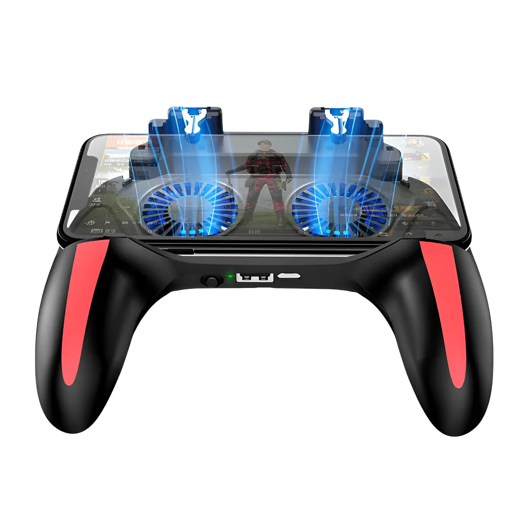 H10 mobile phone game controller with adjustable clip, shown in black environmental ABS plastic.
