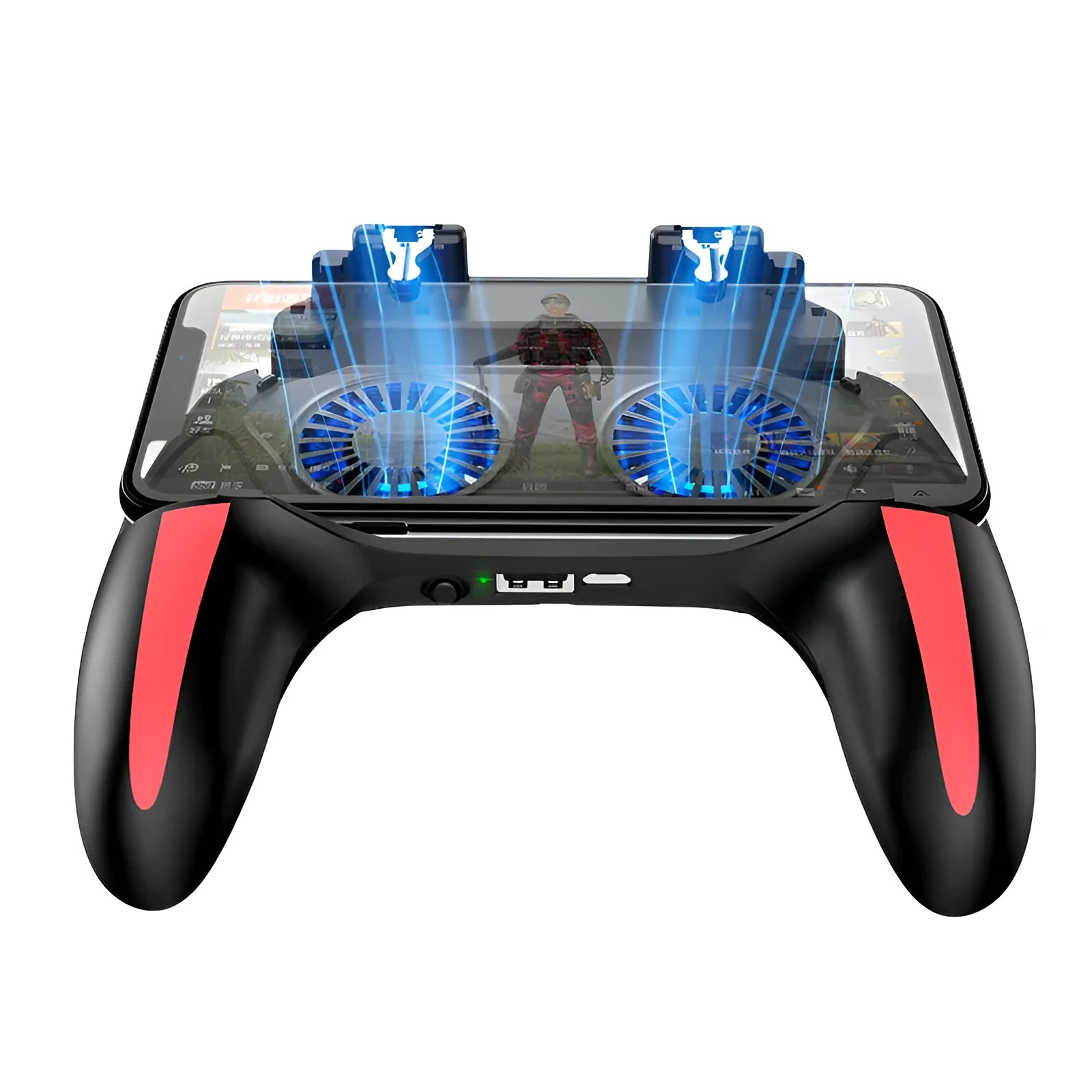H10 mobile phone game controller with adjustable clip, shown in black environmental ABS plastic.