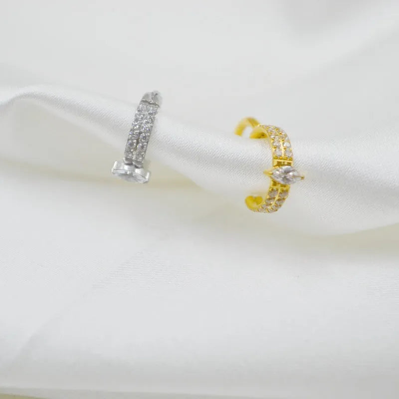 Ladies heart shape zircon earrings with diamond treatment in titanium steel metal 1.2x8mm