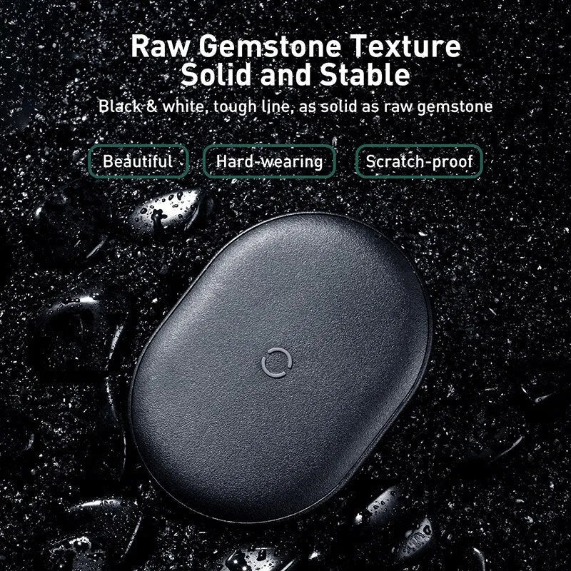 Baseus wireless charging pad showing black colour option with Type-C port and textured surface